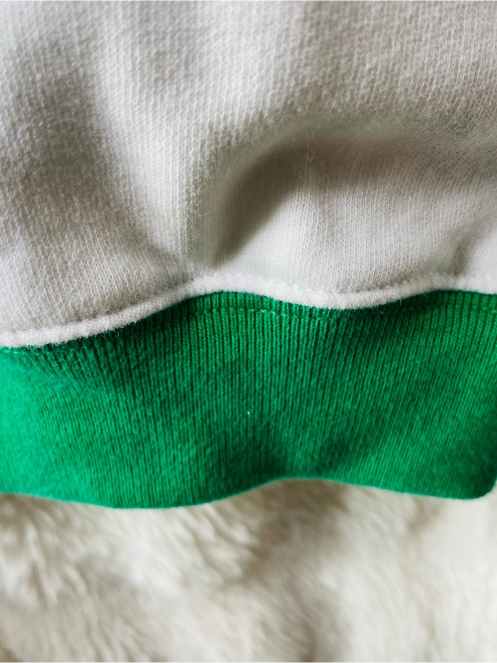 Polo by Ralph Lauren White Hoodie with Blue Hood, Green Hem & Colorful Trim - Picture 7 of 10